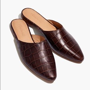 Madewell Remi Mules in Croc Leather